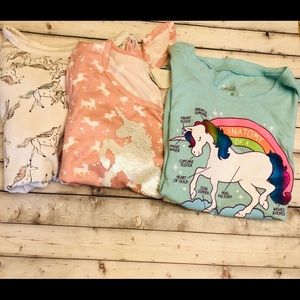 3 Unicorn girl shirts